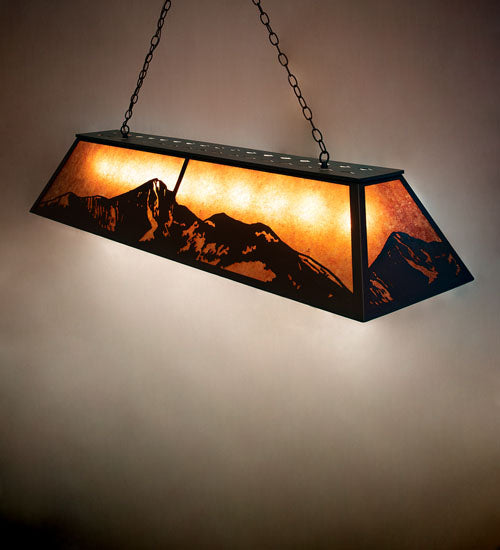 Meyda Lighting Mountain Range 61" 9-Light Oil Rubbed Bronze Island Pendant Light With Amber Mica Shade Glass