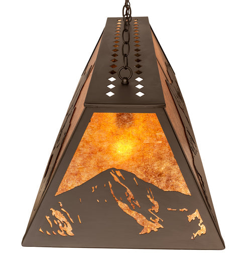 Meyda Lighting Mountain Range 61" 9-Light Oil Rubbed Bronze Island Pendant Light With Amber Mica Shade Glass