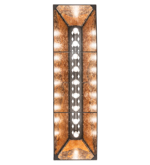 Meyda Lighting Mountain Range 61" 9-Light Oil Rubbed Bronze Island Pendant Light With Amber Mica Shade Glass