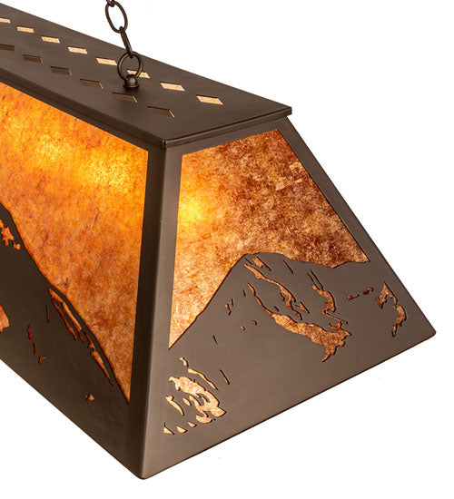 Meyda Lighting Mountain Range 61" 9-Light Oil Rubbed Bronze Island Pendant Light With Amber Mica Shade Glass