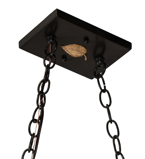 Meyda Lighting Mountain Range 61" 9-Light Timeless Bronze Island Pendant Light With Silver Mica Shade Glass