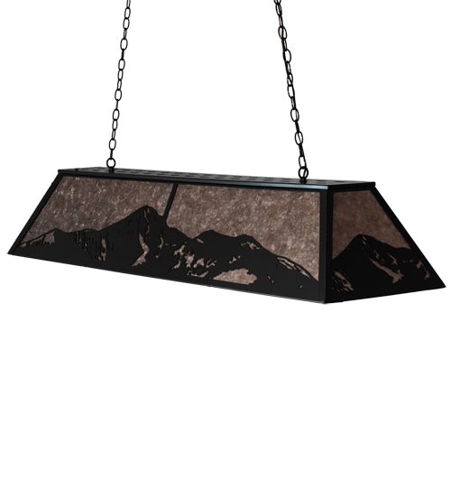 Meyda Lighting Mountain Range 61" 9-Light Timeless Bronze Island Pendant Light With Silver Mica Shade Glass