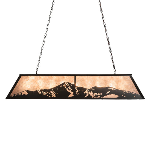 Meyda Lighting Mountain Range 61" 9-Light Timeless Bronze Island Pendant Light With Silver Mica Shade Glass
