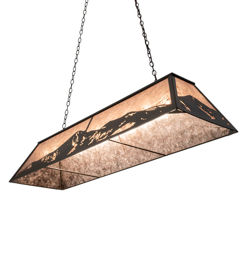 Meyda Lighting Mountain Range 61" 9-Light Timeless Bronze Island Pendant Light With Silver Mica Shade Glass