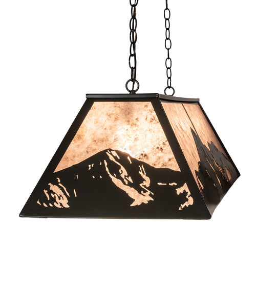Meyda Lighting Mountain Range 61" 9-Light Timeless Bronze Island Pendant Light With Silver Mica Shade Glass