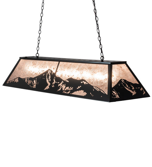 Meyda Lighting Mountain Range 61" 9-Light Timeless Bronze Island Pendant Light With Silver Mica Shade Glass