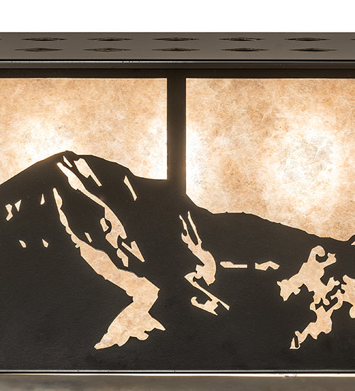 Meyda Lighting Mountain Range 72323 61" 9-Light Timeless Bronze Island Pendant Light With Silver Mica Shade Glass