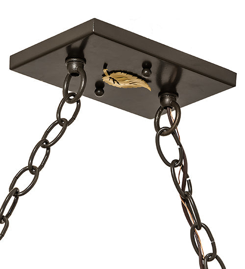 Meyda Lighting Mountain Range 72323 61" 9-Light Timeless Bronze Island Pendant Light With Silver Mica Shade Glass