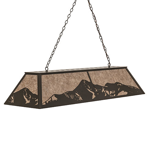 Meyda Lighting Mountain Range 72323 61" 9-Light Timeless Bronze Island Pendant Light With Silver Mica Shade Glass