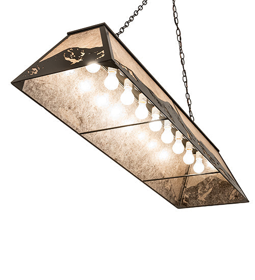 Meyda Lighting Mountain Range 72323 61" 9-Light Timeless Bronze Island Pendant Light With Silver Mica Shade Glass