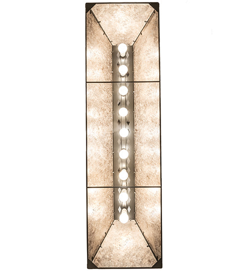 Meyda Lighting Mountain Range 72323 61" 9-Light Timeless Bronze Island Pendant Light With Silver Mica Shade Glass