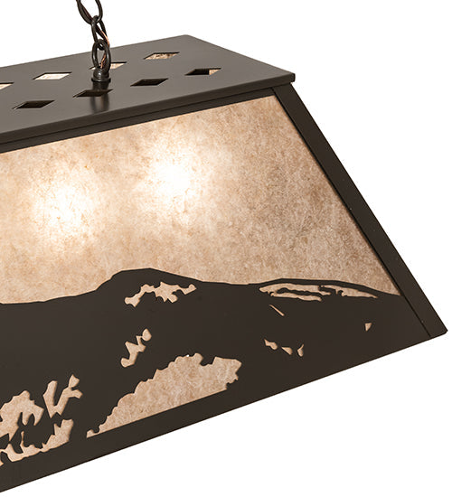 Meyda Lighting Mountain Range 72323 61" 9-Light Timeless Bronze Island Pendant Light With Silver Mica Shade Glass