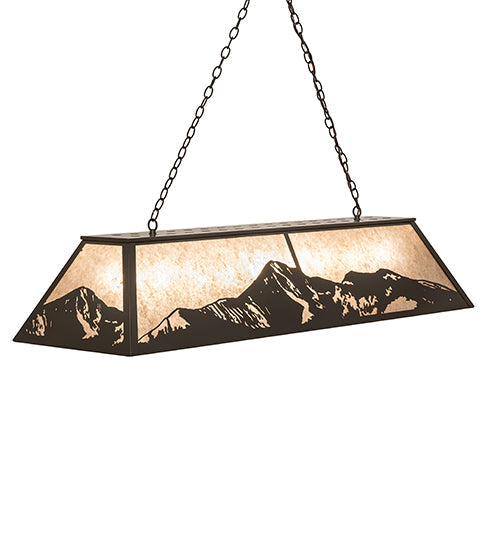 Meyda Lighting Mountain Range 72323 61" 9-Light Timeless Bronze Island Pendant Light With Silver Mica Shade Glass