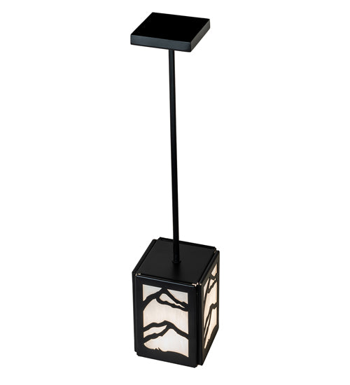 Meyda Lighting Mountain Range 9" Solar Black Mini Pendant Light With Angelwing Idalight Shade
