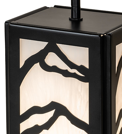 Meyda Lighting Mountain Range 9" Solar Black Mini Pendant Light With Angelwing Idalight Shade