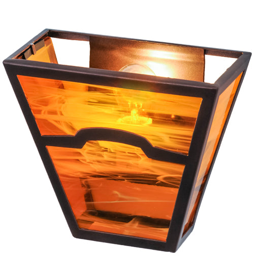 Meyda Lighting Mountain View 9" Mahogany Bronze Wall Sconce With Honey Art Shade Glass