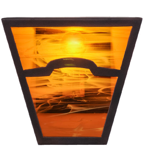 Meyda Lighting Mountain View 9" Mahogany Bronze Wall Sconce With Honey Art Shade Glass