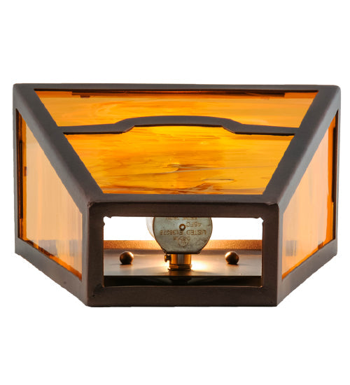 Meyda Lighting Mountain View 9" Mahogany Bronze Wall Sconce With Honey Art Shade Glass
