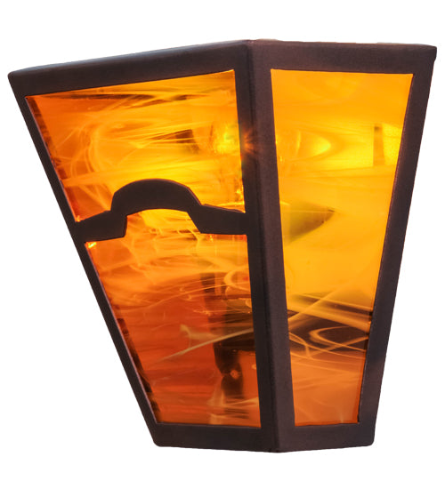 Meyda Lighting Mountain View 9" Mahogany Bronze Wall Sconce With Honey Art Shade Glass