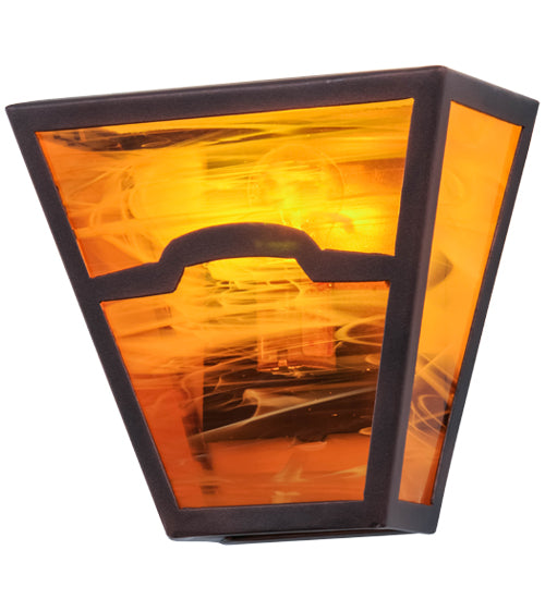 Meyda Lighting Mountain View 9" Mahogany Bronze Wall Sconce With Honey Art Shade Glass