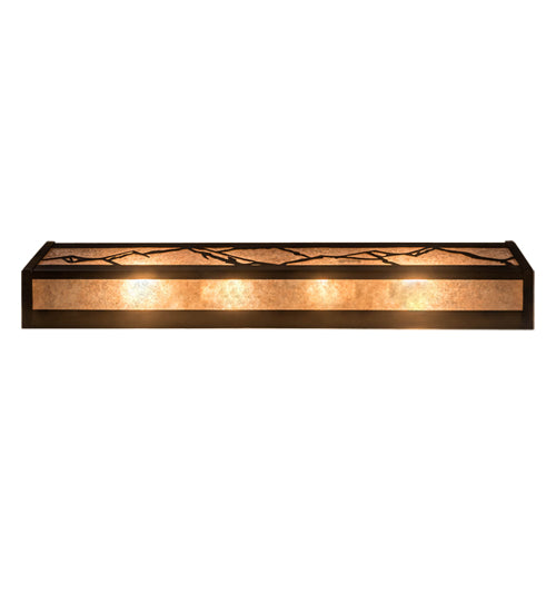 Meyda Lighting Mountains 32" 4-Light Dark Burnished Antique Copper Vanity Light With Silver Mica Shade Glass