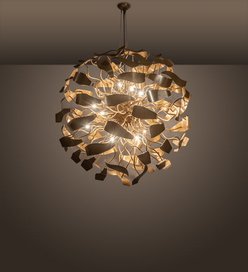Meyda Lighting Muette 52" 18-Light Champagne Metallic Chandelier With Gold Shade