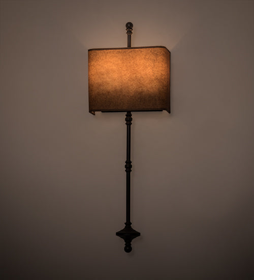 Meyda Lighting Muirfield 10" 2-Light Classic Rust ADA Wall Sconce With Oiled Kraft Textrene Shade