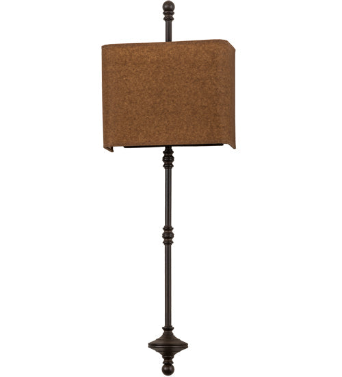 Meyda Lighting Muirfield 10" 2-Light Classic Rust ADA Wall Sconce With Oiled Kraft Textrene Shade