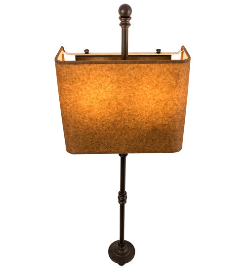 Meyda Lighting Muirfield 10" 2-Light Classic Rust ADA Wall Sconce With Oiled Kraft Textrene Shade