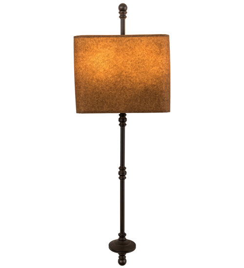 Meyda Lighting Muirfield 10" 2-Light Classic Rust ADA Wall Sconce With Oiled Kraft Textrene Shade