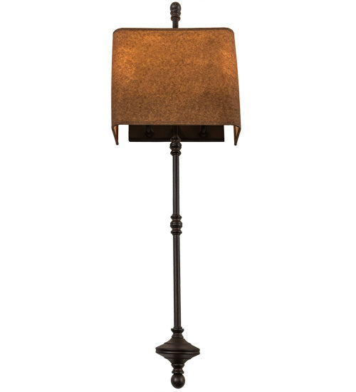 Meyda Lighting Muirfield 10" 2-Light Classic Rust ADA Wall Sconce With Oiled Kraft Textrene Shade