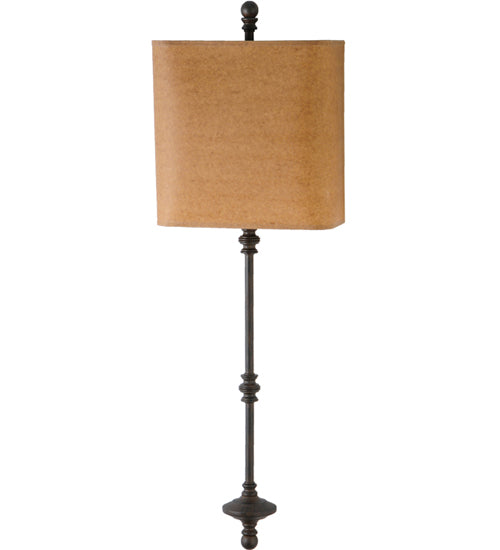 Meyda Lighting Muirfield 10" 2-Light Classic Rust Wall Sconce With Brown Parchment Shade