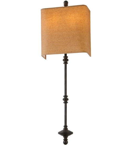 Meyda Lighting Muirfield 10" 2-Light Classic Rust Wall Sconce With Brown Parchment Shade