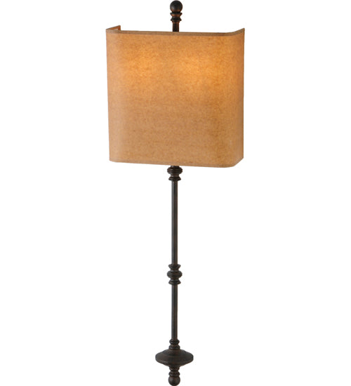 Meyda Lighting Muirfield 10" 2-Light Classic Rust Wall Sconce With Brown Parchment Shade