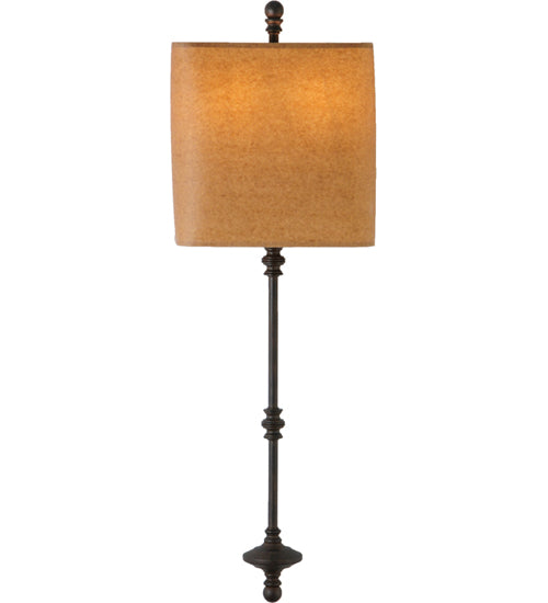 Meyda Lighting Muirfield 10" 2-Light Classic Rust Wall Sconce With Brown Parchment Shade