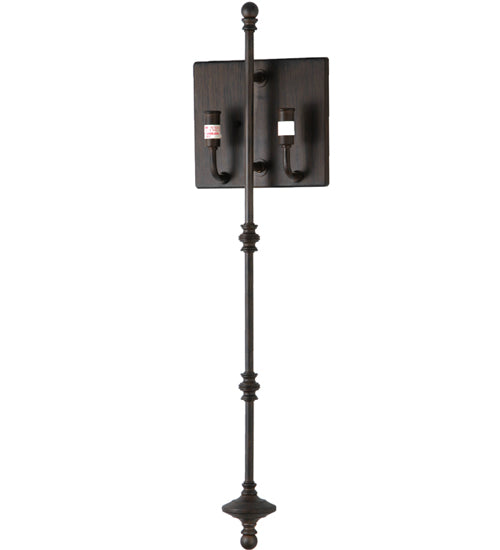 Meyda Lighting Muirfield 10" 2-Light Classic Rust Wall Sconce With Brown Parchment Shade