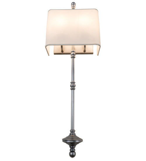 Meyda Lighting Muirfield 10" 2-Light Weatherable Silver ADA Wall Sconce With White Textrene Shade