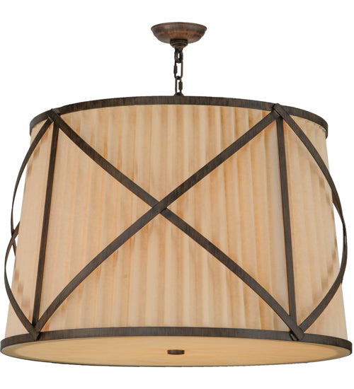 Meyda Lighting Muirfield 31" 4-Light Classic Rust Pleated Pendant Light With Beige Fabric & Sahara Taupe Idalight Shade