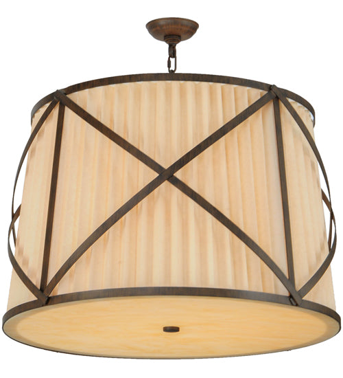Meyda Lighting Muirfield 31" 4-Light Classic Rust Pleated Pendant Light With Beige Fabric & Sahara Taupe Idalight Shade