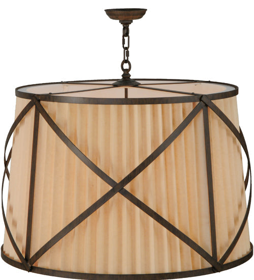 Meyda Lighting Muirfield 31" 4-Light Classic Rust Pleated Pendant Light With Beige Fabric & Sahara Taupe Idalight Shade