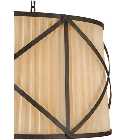 Meyda Lighting Muirfield 31" 4-Light Classic Rust Pleated Pendant Light With Beige Fabric & Sahara Taupe Idalight Shade