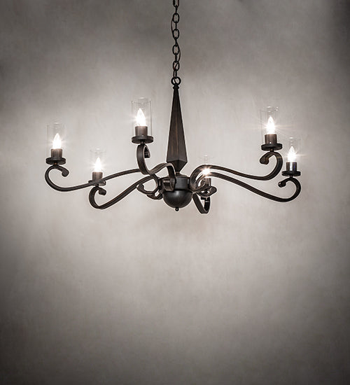Meyda Lighting Muirfield 42" 6-Light Classic Rust Chandelier With Clear Shade Glass
