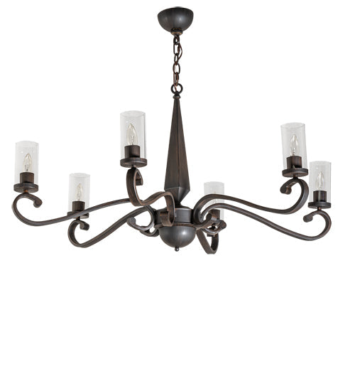 Meyda Lighting Muirfield 42" 6-Light Classic Rust Chandelier With Clear Shade Glass