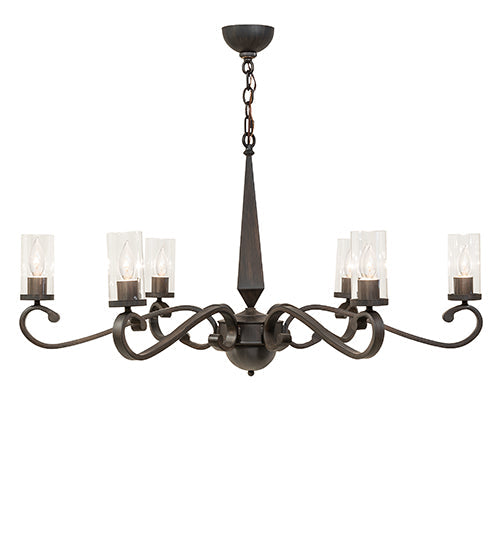 Meyda Lighting Muirfield 42" 6-Light Classic Rust Chandelier With Clear Shade Glass