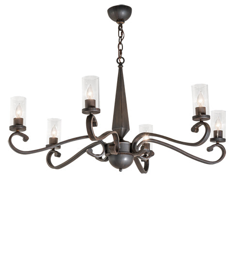 Meyda Lighting Muirfield 42" 6-Light Classic Rust Chandelier With Clear Shade Glass