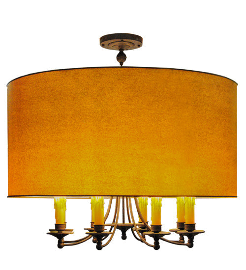 Meyda Lighting Muirfield 42" 8-Light Classic Rust Pendant Light With Orange Parchment Shade