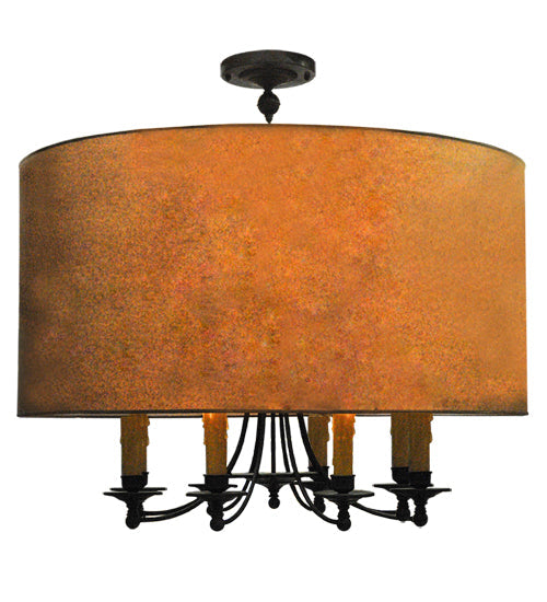 Meyda Lighting Muirfield 42" 8-Light Classic Rust Pendant Light With Orange Parchment Shade