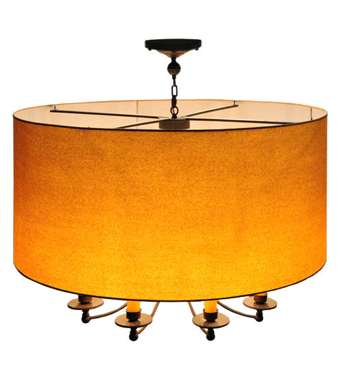 Meyda Lighting Muirfield 42" 8-Light Classic Rust Pendant Light With Orange Parchment Shade