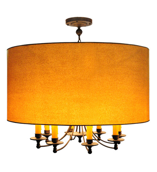 Meyda Lighting Muirfield 42" 8-Light Classic Rust Pendant Light With Orange Parchment Shade