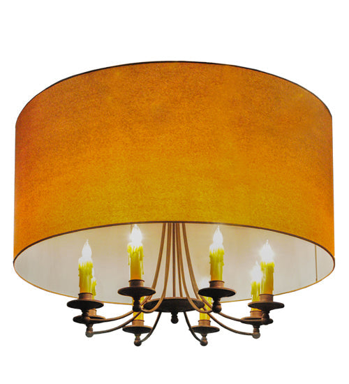 Meyda Lighting Muirfield 42" 8-Light Classic Rust Pendant Light With Orange Parchment Shade